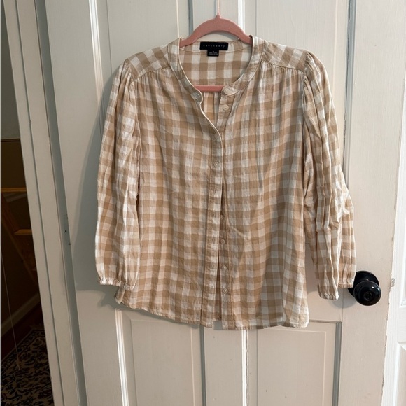 Sanctuary Tan 3/4 Sleeve Buttoned Blouse size M - Picture 1 of 7